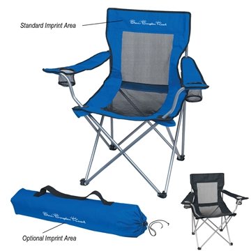 Mesh Folding Chair With Carrying Bag - 300lb Capacity & Steel Frame