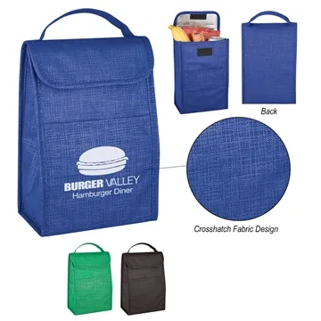 Image of 100 Custom Crosshatch Non-Woven Lunch Bag - Insulated & ...
