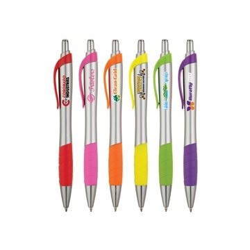 Image of 250 Customized Wave - Silver Ballpoint Pen - Rubber Grip