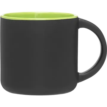 Image of 48 Custom 14 oz Minolo Mug - Matte Black - Lime - Microwave Safe
