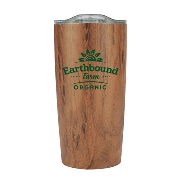 Image of 24 Promotional 20 oz Wood Tone Stainless Steel Tumbler - Vacuum ...