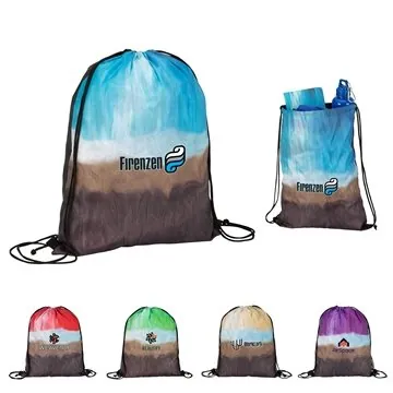 Image of 150 Custom Pismo Drawstring Bag - Organic Wave Design