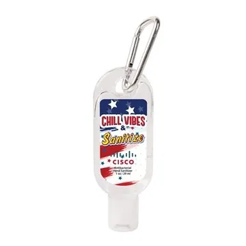 Image of 75 Promotional 1 oz Hand Sanitizer Gel with Carabiner