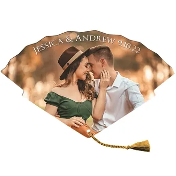 Image of 100 Customized Tassel Wedding Hand Fan tassel included - Laminated ...
