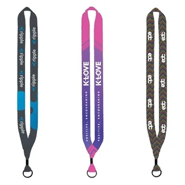 Image of 100 Custom 3/4" Dye-Sublimated Lanyard with Metal Crimp & Metal ...