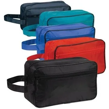Image of 100 Custom Basic Toiletry Bag - 70D Polyester & Dual Compartment