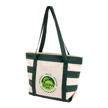 Image of 50 Customized Striped Accent Boat Tote - 28-inch Handles