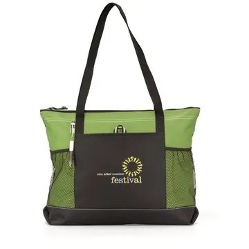 Image of 50 Custom Select Zippered Tote - Mesh Pockets & Pen Loop