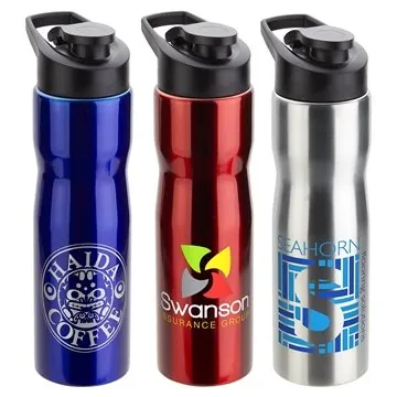 Image of 50 Custom Crescent 25 oz Stainless Steel Bottle - BPA Free & Flip ...