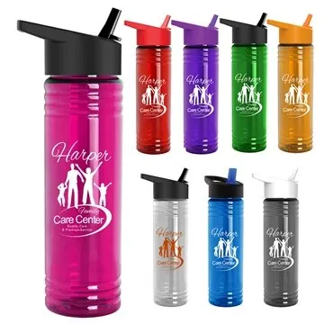 Image of 200 Custom 24 oz Slim Fit Water Bottles With Flip Straw Lid - ...