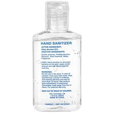 Image of 250 Customized 1 oz. Hand Sanitizer Gel - Clear - 62% Alcohol & ...