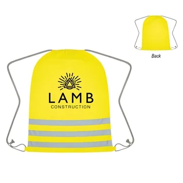 Image of 75 Customized Reflective Safety Drawstring Bag - Nylon
