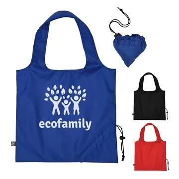 Image of 75 Custom Foldaway Tote Bag With RPET Material - Self-Contained