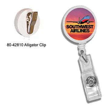 Image of 250 Customized Round Retractable Badge Holder w/ Alligator Clip, ...