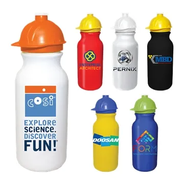 Image of 200 Promotional 20 oz Value Cycle Bottle with Safety Helmet Push ...