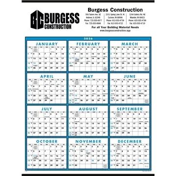 Image of 100 Customized Span-A-Year Non-Laminated - Full Year View & Wall ...