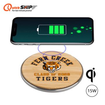 Image of 25 Customized Chayes Bamboo 15W Qi Wireless Charger - Qi Certified ...
