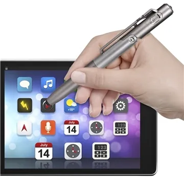 Image of 204 Promotional Silver Light Up LED All-in-One Pen - Stylus & ...
