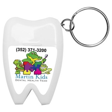 HAPPY TEETH Tooth Shaped Dental Floss Dispenser with Keyring - FDA Approved