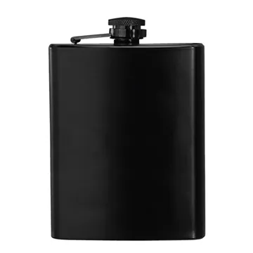 Image of 50 Promotional 8 oz Black Stainless Steel Hip Flask - Matte