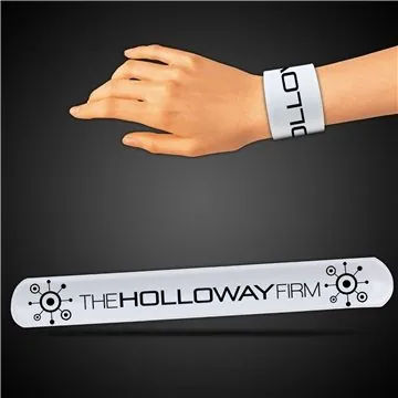 204 Custom 8 3/4" White Slap Bracelets - Reflective