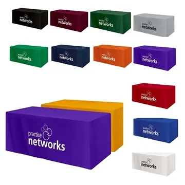 Image of 1 Customized Fitted 4-Sided Table Cover - Poly Cotton Blend