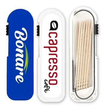 Image of 150 Promotional Travel Toothpick Dispenser - Thumb-Slide Mechanism