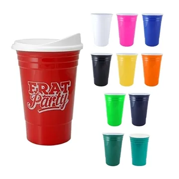Image of 100 Customized 16 oz Double Wall Insulated "Party" Plastic Cup - ...
