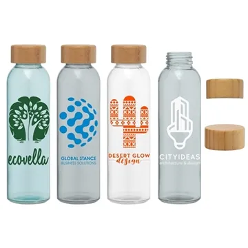 Image of 60 Customized Alpine - 17 oz Glass Bottle with Bamboo Lid - ...