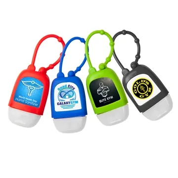 Image of 75 Customized Hand Sanitizer with Silicone Strap - 1oz & Portable