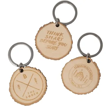 Image of 100 Custom Custom Wood Log Cut Keychains - Natural Grain