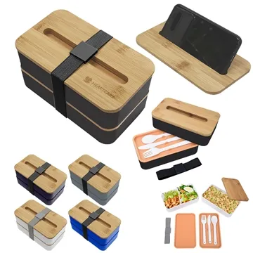 Image of 25 Customized Stackable Bento Box With Phone Stand - BPA Free & ...