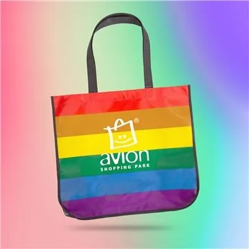 Image of 150 Customized Large Rainbow Laminated Tote Bag - Wipeable