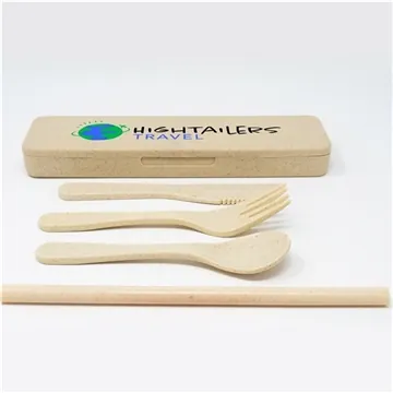 Image of 100 Promotional Natureware Wheat Straw Cutlery Set - Eco-Friendly ...