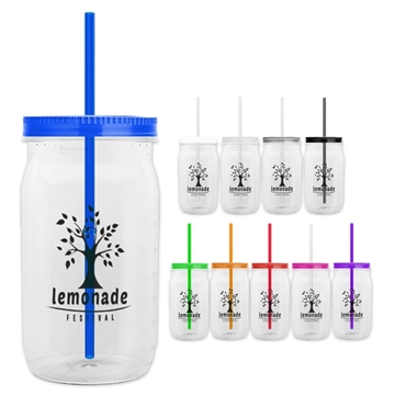 27 oz Tritan™ Clear Mason Jar with Lid and Straw - BPA Free & Odor Resistant