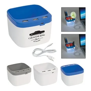 Image of 50 Custom USB Desk Caddy - 3 Port Hub