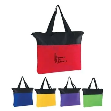 Image of 150 Custom Non-Woven Zippered Tote Bag - Water Resistant & 22" ...