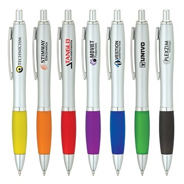 Image of 300 Customized Jade Ballpoint Pen - Rubberized Grip & Matte Silver