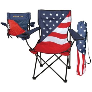 Patriotic Folding Chair - Cup Holder & Carrying Case