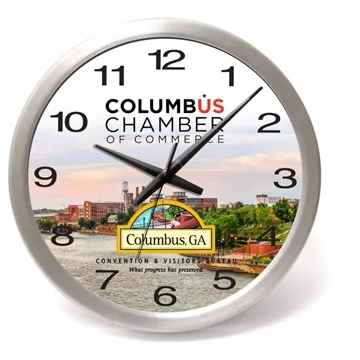 BRIDGE 14 Brushed Metal Wall Clock - Shatter Resistant