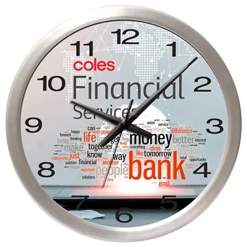 Image of 25 Promotional "BRIDGE" 14" Brushed Metal Wall Clock - Shatter ...