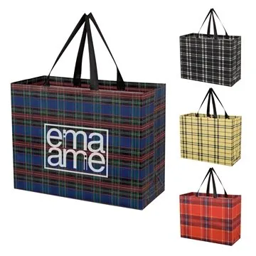 Image of 150 Customized Tartan Laminated Non-Woven Shopper Bag - ...