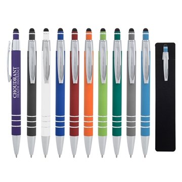 Image of 100 Promotional Dublin Stylus Pen - Rubberized Aluminum