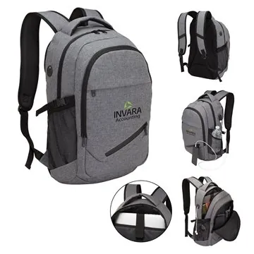 Image of 6 Custom Pro-Tech Laptop Backpack - USB Port & 20L Capacity