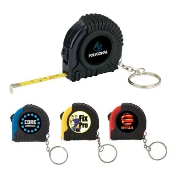 Image of 100 Promotional Gosto Mini Tape Measure Keyring - Rubber Grip