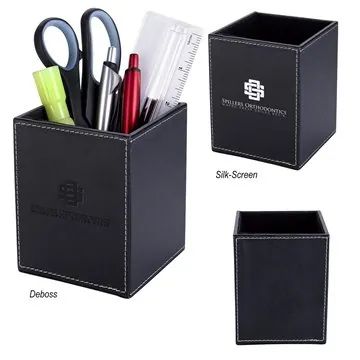 Image of 25 Promotional Executive Pen & Pencil Cup - Leatherette & Velvet ...