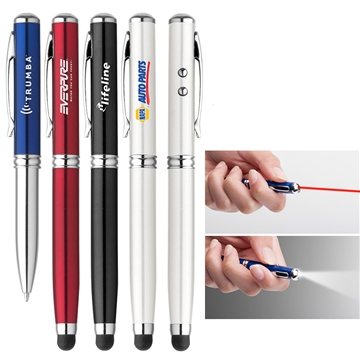 Atlas Laser/Stylus/Flashlight Pen - Metallic & Multi-function