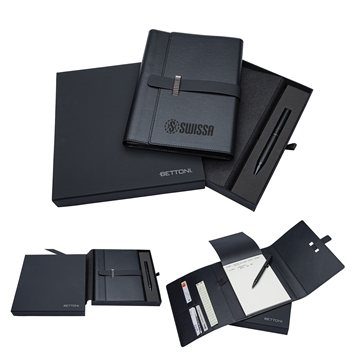 Image of 6 Promotional Bettoni Sorrento Journal & Pen Giftset - Leatherette ...