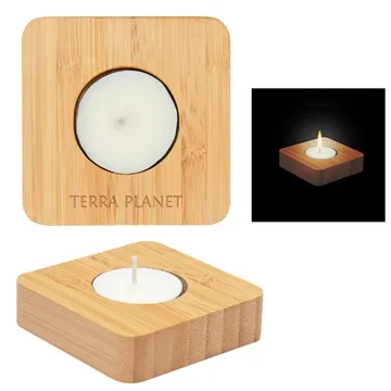 Bamboo Tea Light Candle Holder Set