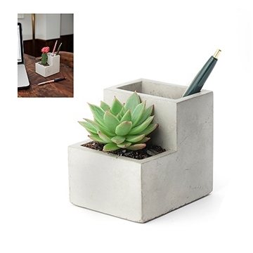 Kikkerland Small Concrete Desk Planter - Felt Feet